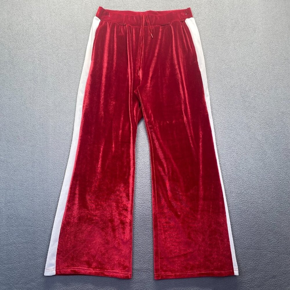 Y2K Velvet‎ Red Size XXL Pants ,Womens Pants,Drawstring,Pockets